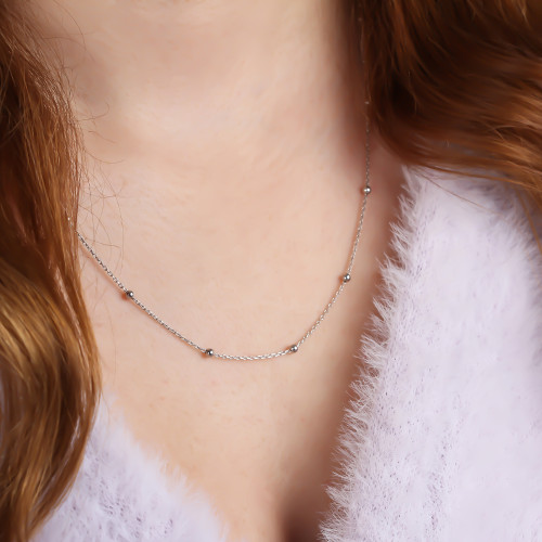 Glorria Gümüş Top Zincir Kolye