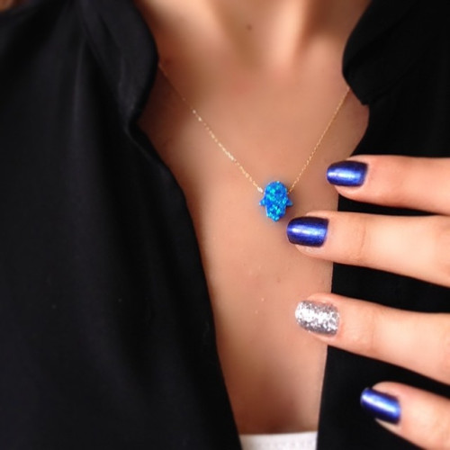 Glorria Altın Opal Taşlı Fatmanın Eli Kolye Glorria Altın Opal Taşlı Fatmanın Eli Kolye