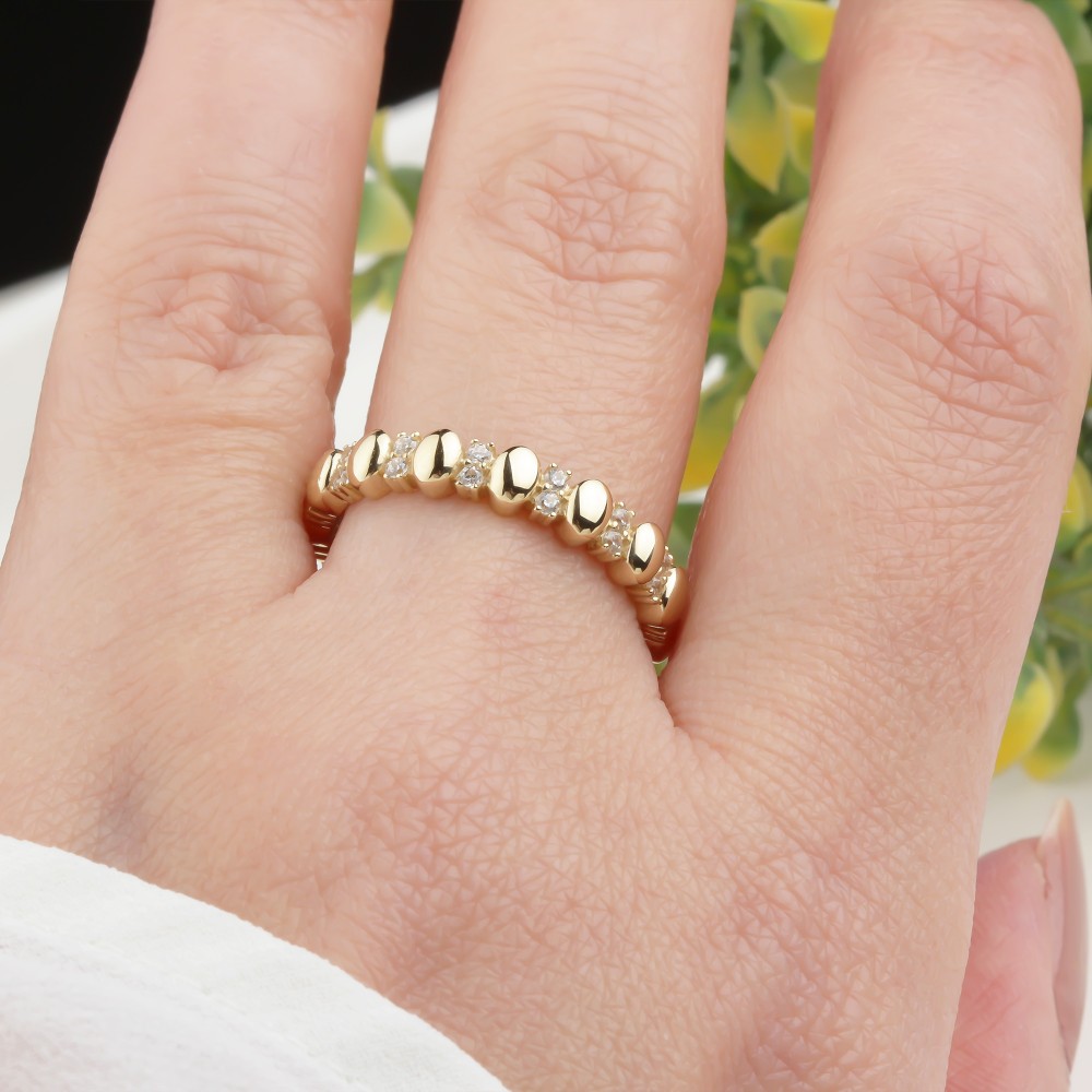 Glorria Altın Taşlı Bombeli Yüzük