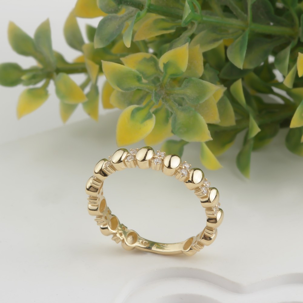 Glorria Altın Taşlı Bombeli Yüzük