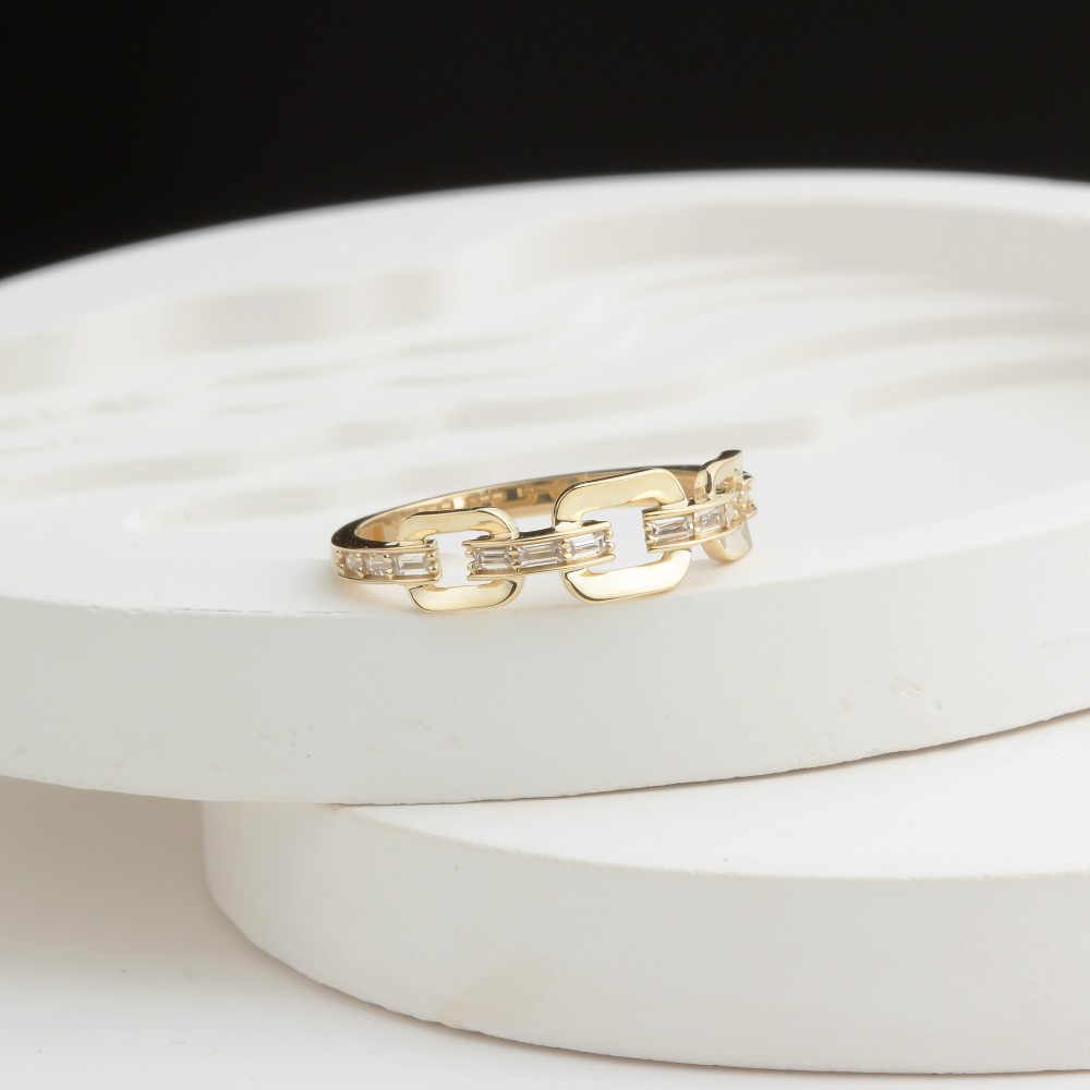 Glorria Altın Taşlı Zincir Yüzük