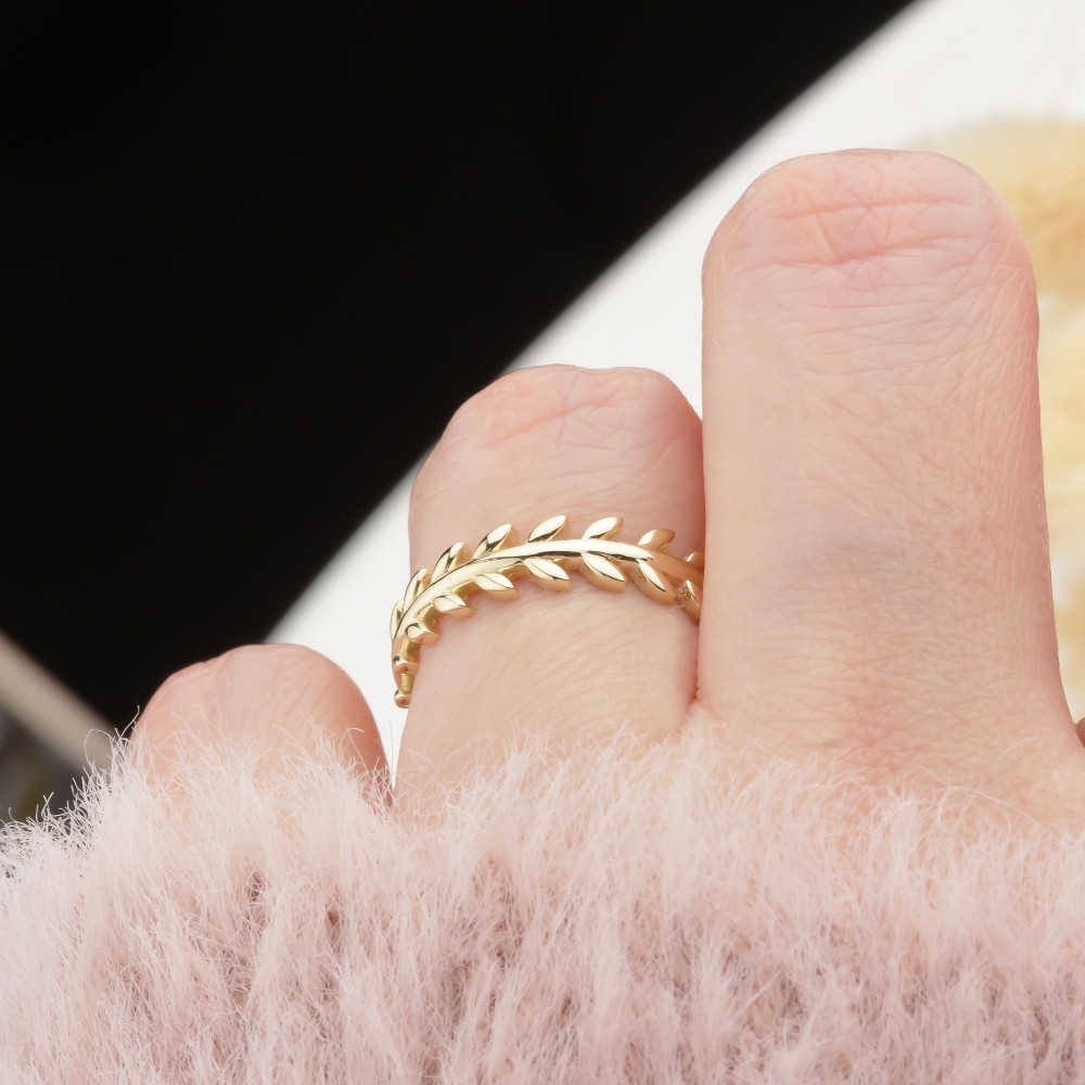 Glorria Altın Yaprak Yüzük