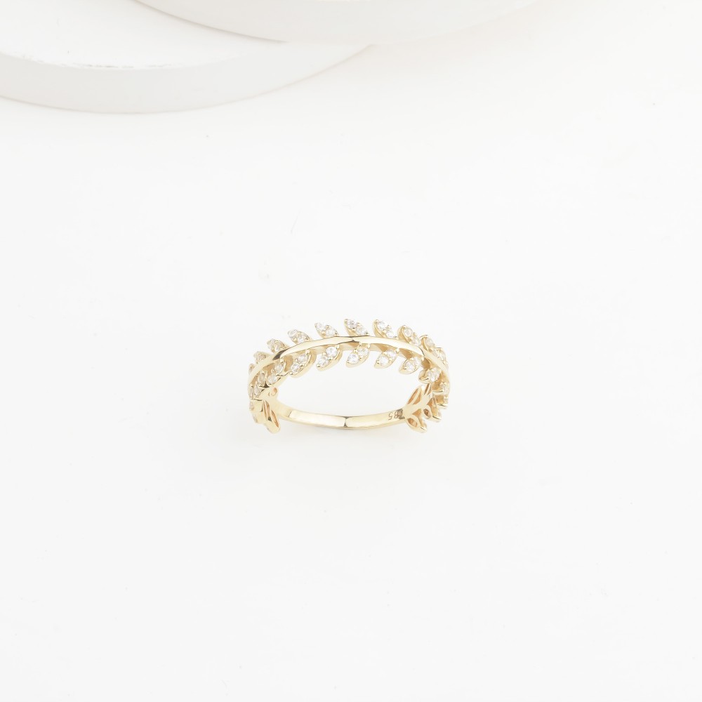 Glorria Altın Taşlı Yaprak Yüzük