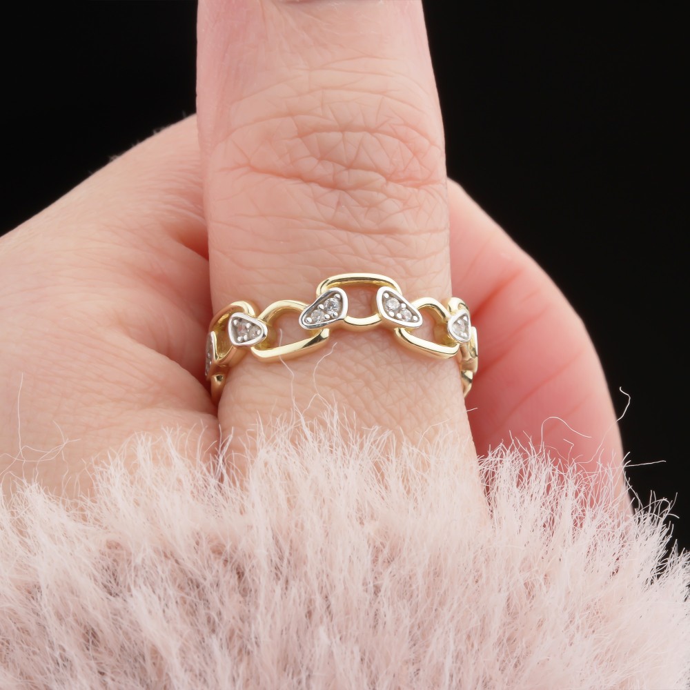 Glorria Altın Taşlı Asimetrik Yüzük