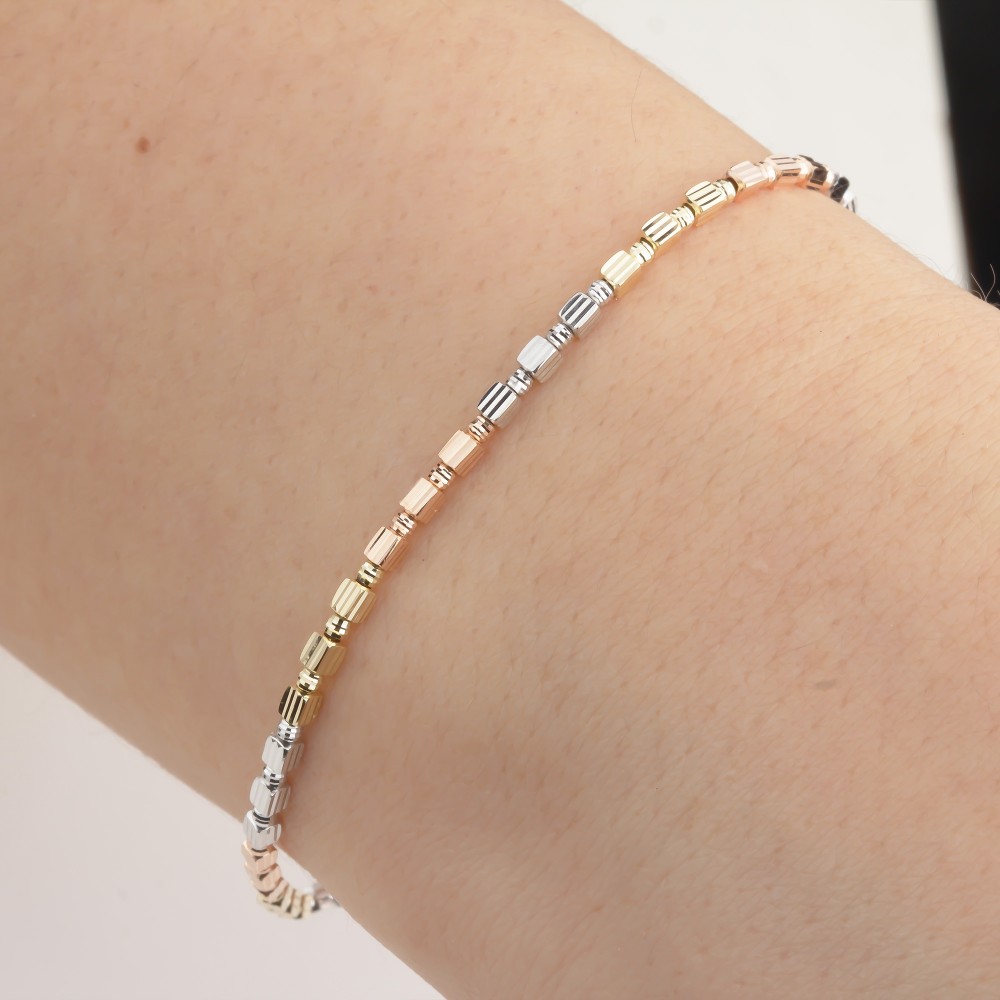 Glorria Altın Üç Renkli Bileklik