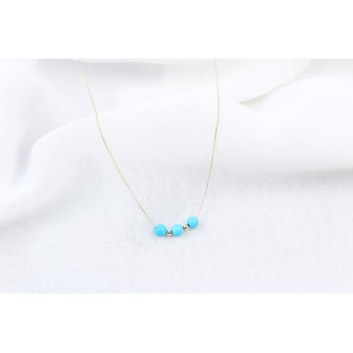 Glorria Altın Toplu Firuze Kolye Glorria Altın Toplu Firuze Kolye