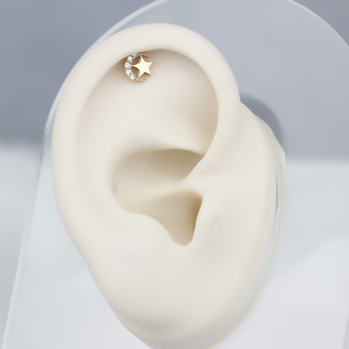 Glorria Altın Ay Yıldız Helix Piercing Glorria Altın Ay Yıldız Helix Piercing