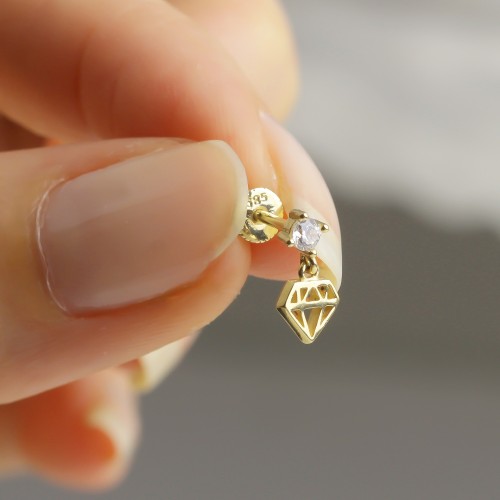 Glorria Altın Taşlı Elmas Helix Piercing Glorria Altın Taşlı Elmas Helix Piercing