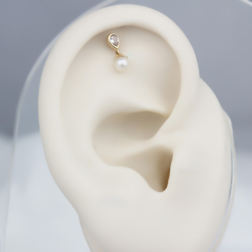 Glorria Altın İnci Damla Helix Piercing Glorria Altın İnci Damla Helix Piercing