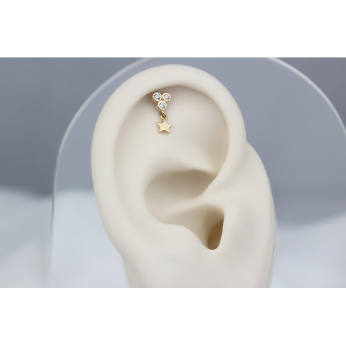 Glorria Altın Sallantı Üç Taş Helix Piercing Glorria Altın Sallantı Üç Taş Helix Piercing