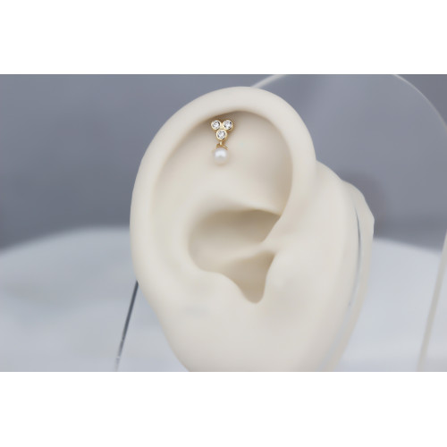 Glorria Altın İnci Üç Taş Helix Piercing Glorria Altın İnci Üç Taş Helix Piercing