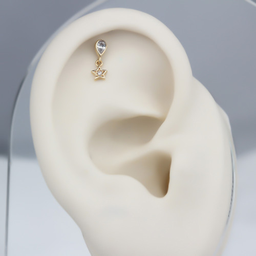 Glorria Altın Damla Sallantı Helix Piercing Glorria Altın Damla Sallantı Helix Piercing