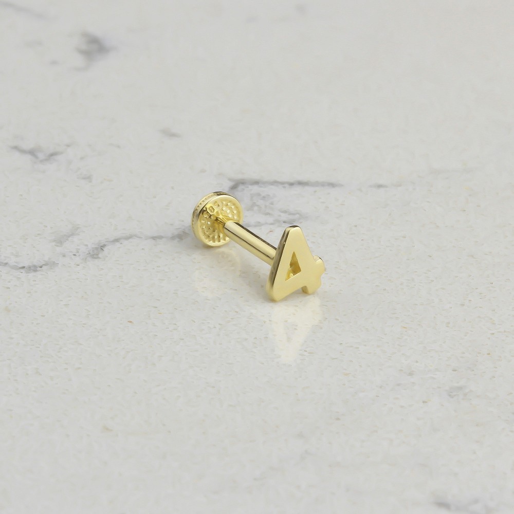 Glorria Altın 4 Rakam Tragus Piercing Glorria Altın 4 Rakam Tragus Piercing