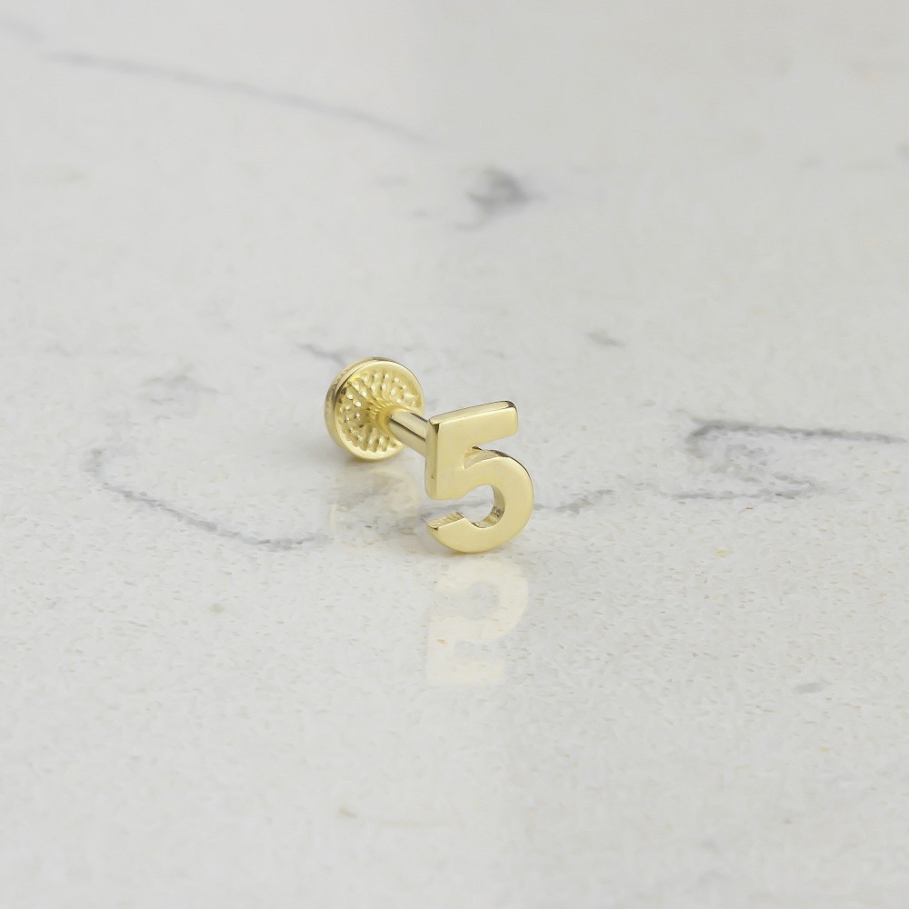 Glorria Altın 5 Rakam Tragus Piercing Glorria Altın 5 Rakam Tragus Piercing