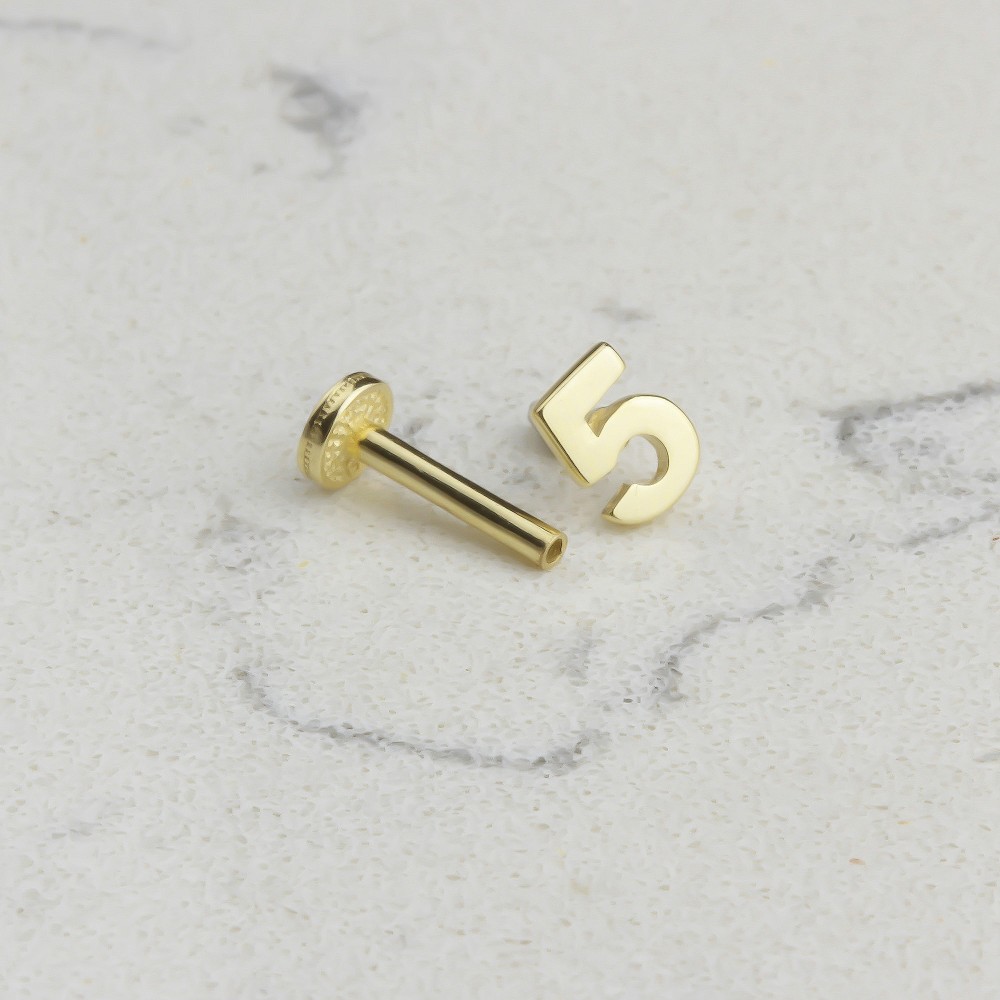 Glorria Altın 5 Rakam Tragus Piercing Glorria Altın 5 Rakam Tragus Piercing
