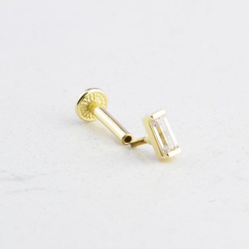 Glorria Altın Tek Baget Tragus Piercing Glorria Altın Tek Baget Tragus Piercing