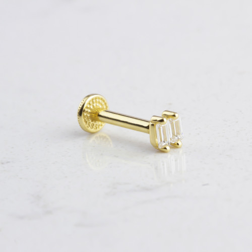 Glorria Altın Çift Baget Tragus Piercing Glorria Altın Çift Baget Tragus Piercing