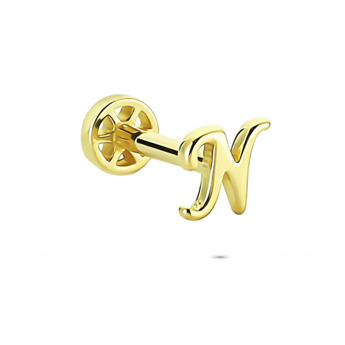 Glorria Altın N Harfi Tragus Piercing Glorria Altın N Harfi Tragus Piercing
