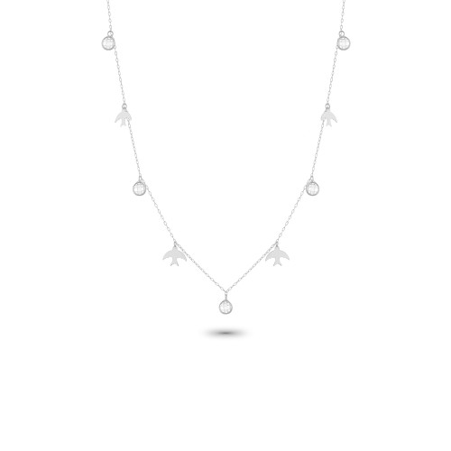 Glorria Altın Beyaz Anka Kuşu Şans Kolye