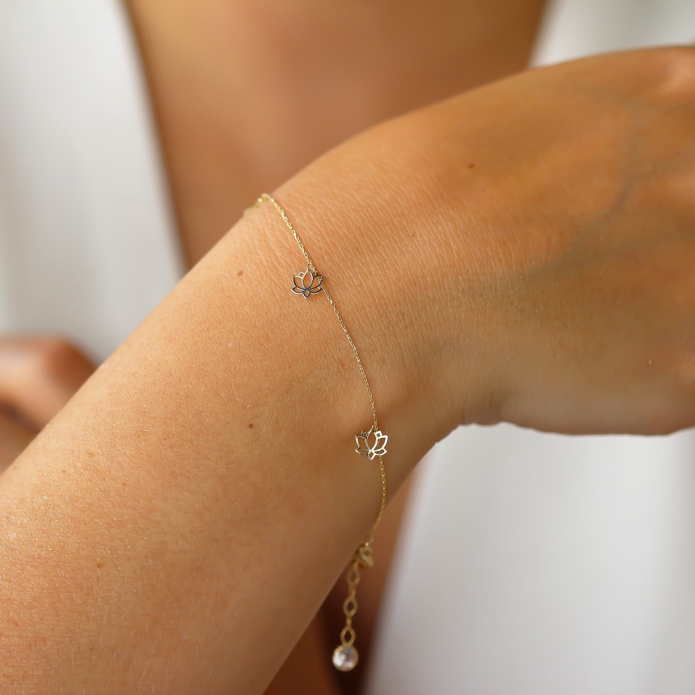 Glorria Altın Lotus Bileklik