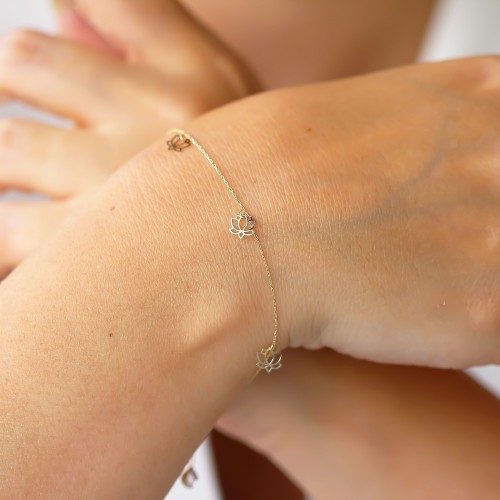 Glorria Altın Lotus Bileklik