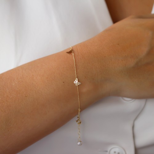 Glorria Altın Kelebek Bileklik