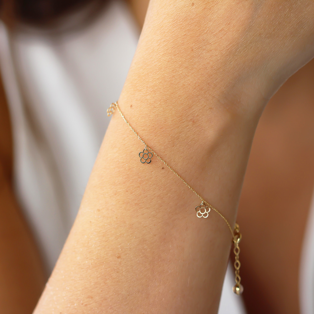 Glorria Altın Papatya Bileklik