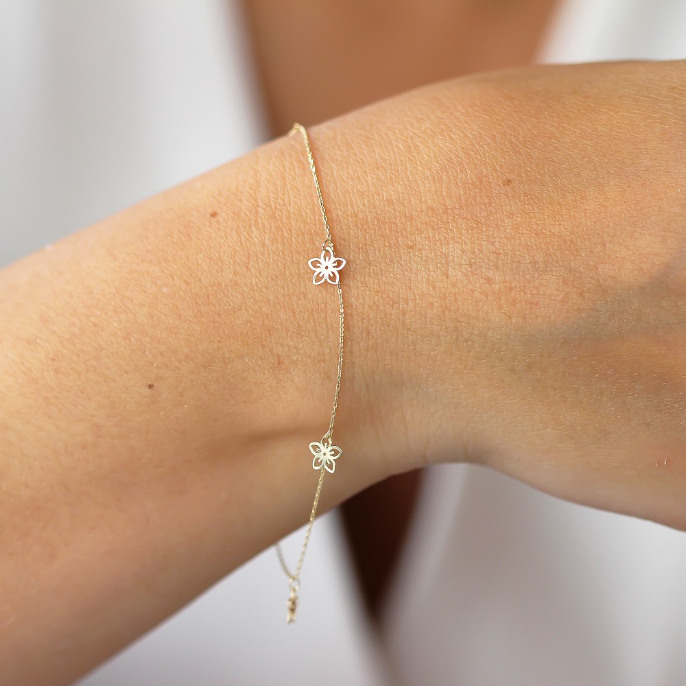 Glorria Altın Çiçek Bileklik