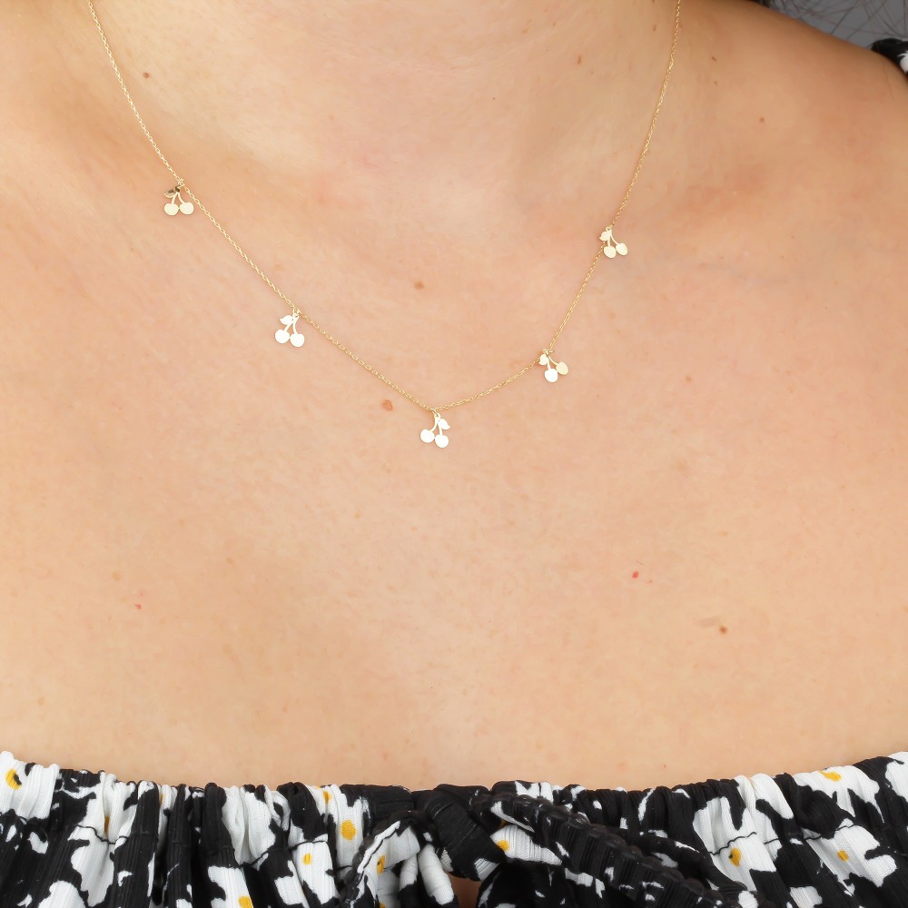 Glorria Altın Kiraz Kolye