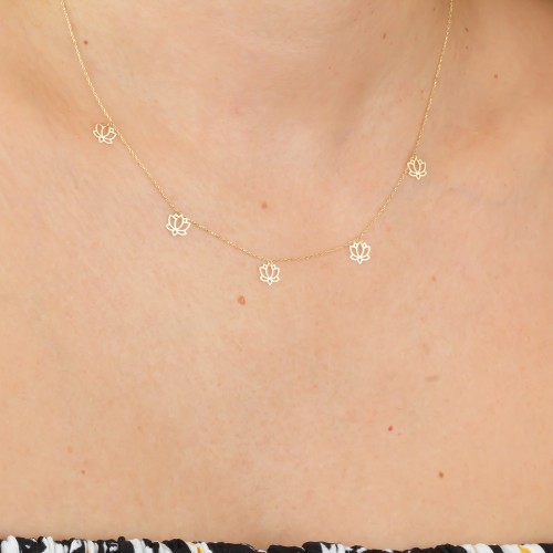 Glorria Altın Lotus Kolye