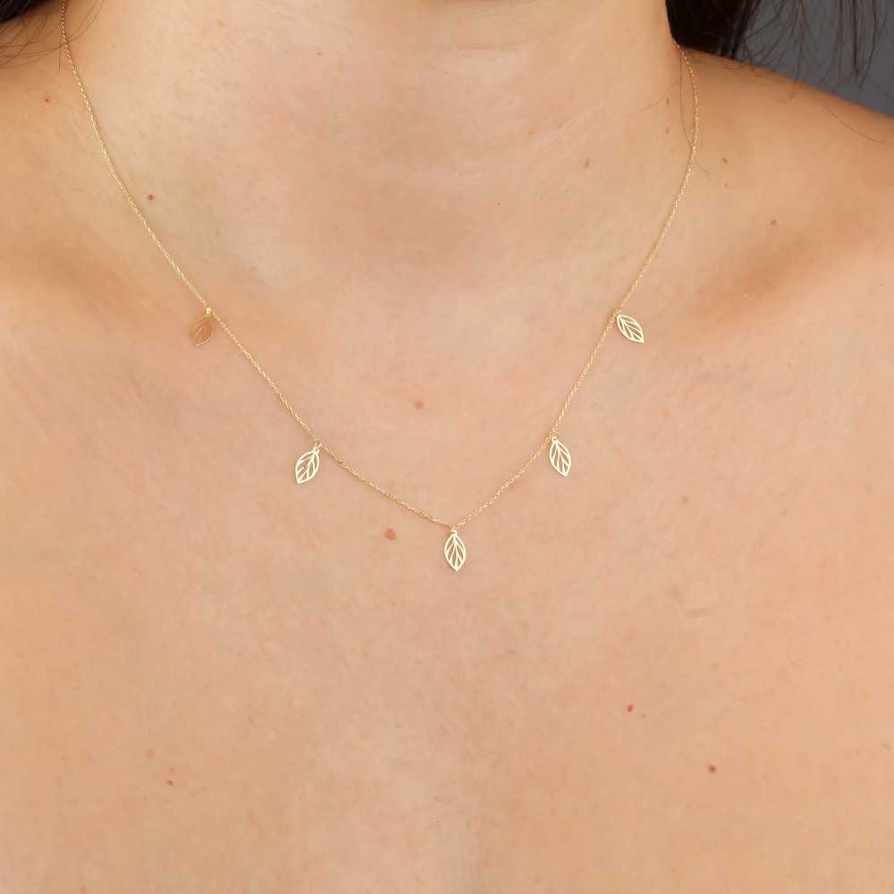 Glorria Altın Yaprak Kolye