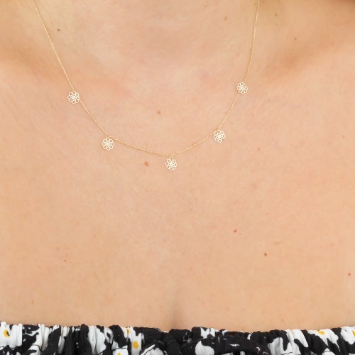 Glorria Altın Çiçek Kolye