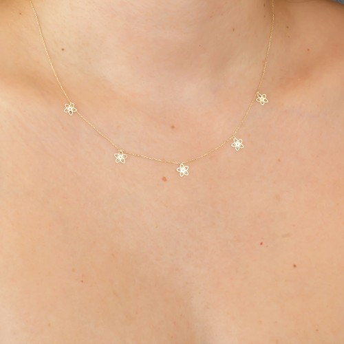 Glorria Altın Çiçek Kolye