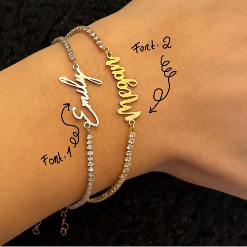 Glorria Gümüş Kişiye Özel İsimli Suyolu Bileklik