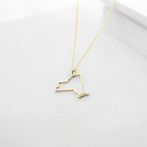 Glorria Gümüş Kişiye Özel ABD Eyalet Haritası Kolye