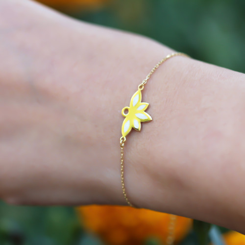 Glorria Gümüş Sedefli Lotus Bileklik