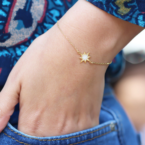 Glorria Gümüş Sedefli Kutup Yıldızı Bileklik