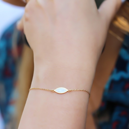 Glorria Gümüş Sedefli Geo Bileklik