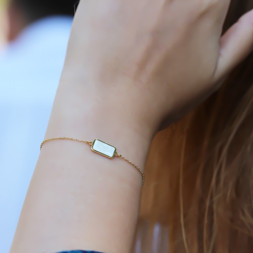 Glorria Gümüş Sedefli Geo Bileklik