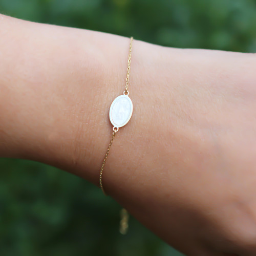 Glorria Gümüş Sedefli Geo Bileklik