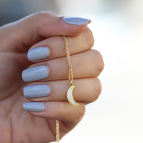 Glorria Gümüş Sedefli Hilal Kolye