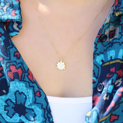 Glorria Gümüş Sedefli Güneş Kolye