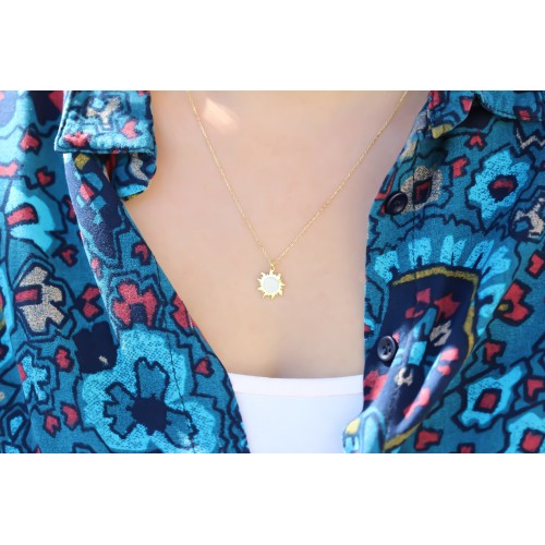 Glorria Gümüş Sedefli Güneş Kolye