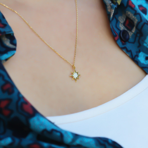 Glorria Gümüş Sedefli Kutup Yıldızı Kolye