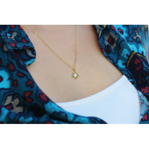 Glorria Gümüş Sedefli Kutup Yıldızı Kolye Glorria Gümüş Sedefli Kutup Yıldızı Kolye