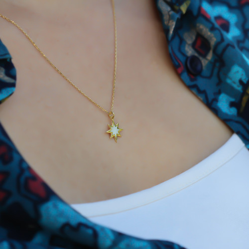 Glorria Gümüş Sedefli Kutup Yıldızı Kolye