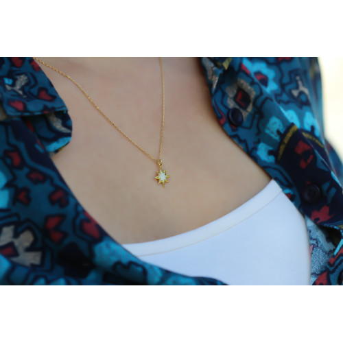 Glorria Gümüş Sedefli Kutup Yıldızı Kolye Glorria Gümüş Sedefli Kutup Yıldızı Kolye