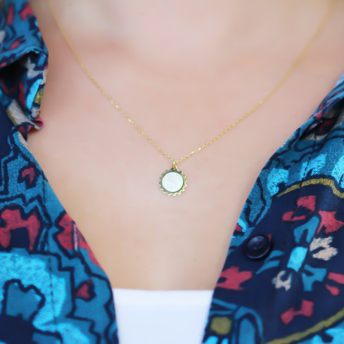 Glorria Gümüş Sedefli Güneş Kolye