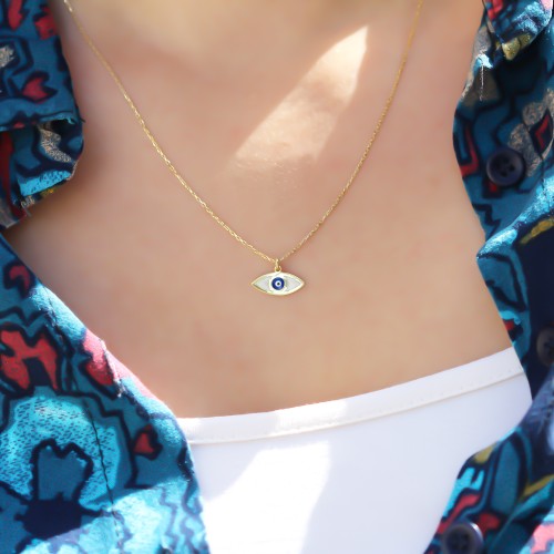 Glorria Gümüş Sedefli Göz Kolye