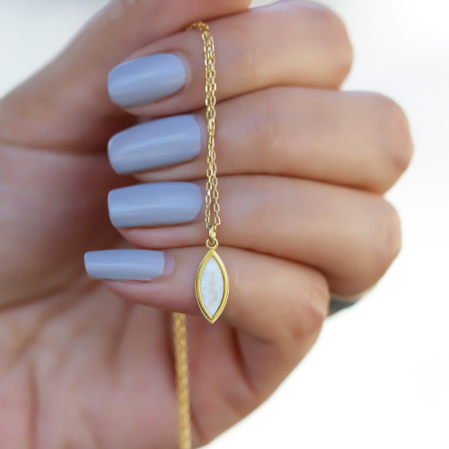 Glorria Gümüş Sedefli Geo Kolye